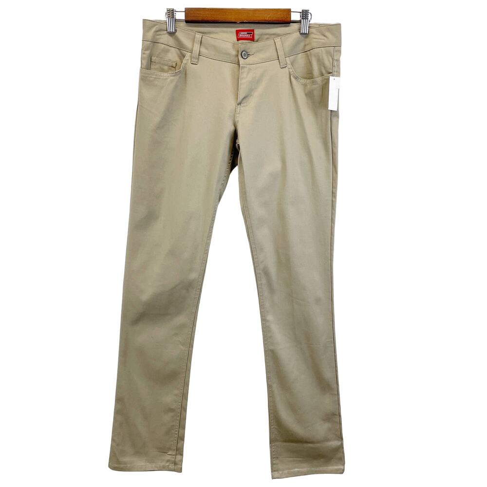 NEW Dickies Juniors‎ 13 Skinny Leg Low Rise Chino Pants Khaki Tan Uniform Work